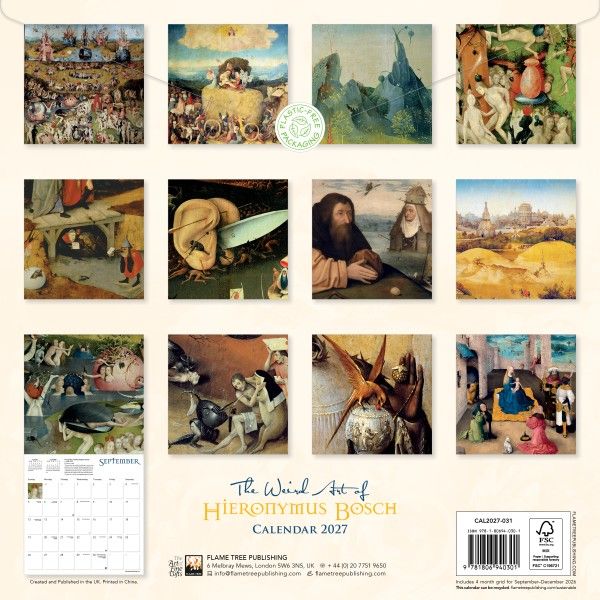 CA 2027 The Weird Art of Hieronymus Bosch Wall Calendar 2027 (Art Calendar)