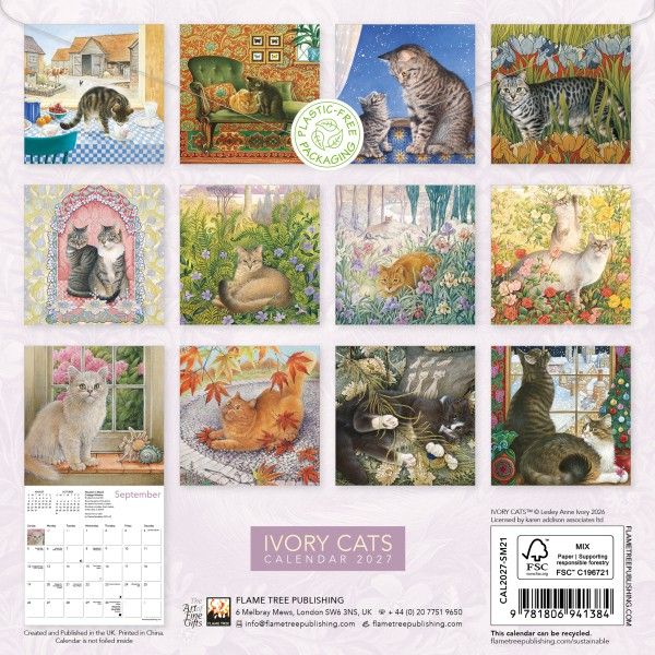 CA 2027 Ivory Cats by Lesley Anne Ivory Mini Wall Calendar 2027 (Art Calendar)