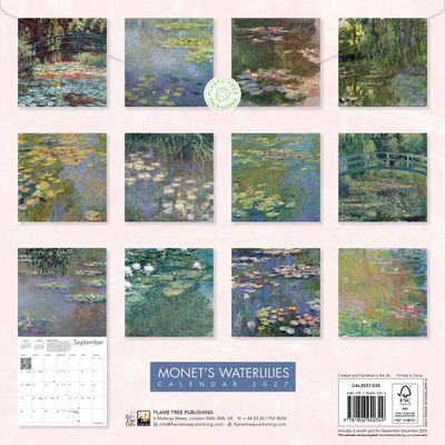 CA 2027 Monet's Waterlilies Wall Calendar 2027 (Art Calendar)