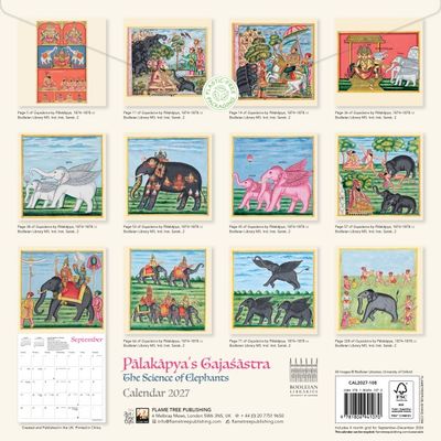CA 2027 Bodleian Libraries: Pālakāpya’s Gajaśāstra (The Science of Elephants) Wall Calendar 2027 (Art Calendar)
