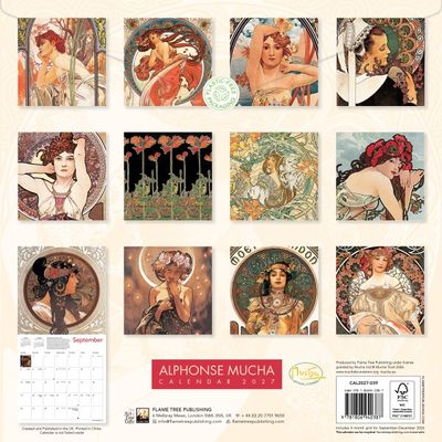 CA 2027 Alphonse Mucha Wall Calendar 2027 (Art Calendar)