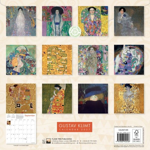 CA 2027 Gustav Klimt Wall Calendar 2027 (Art Calendar)