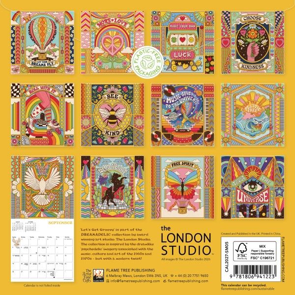 CA 2027 Dreamadelic: Let's Get Groovy Mini Wall calendar 2027 (Art Calendar)