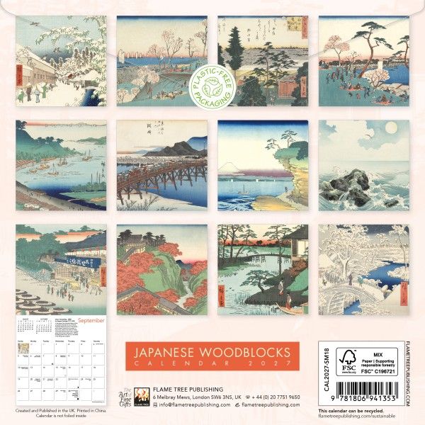 CA 2027 Japanese Woodblocks Mini Wall Calendar 2027 (Art Calendar)