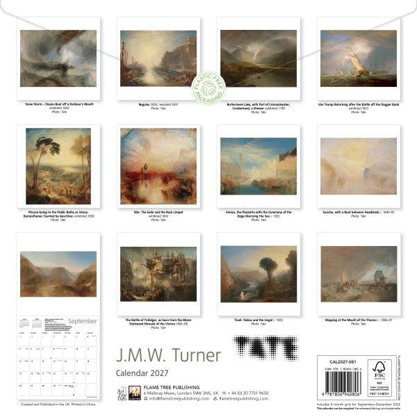 CA 2027 Tate: J.M.W. Turner Wall Calendar 2027 (Art Calendar)