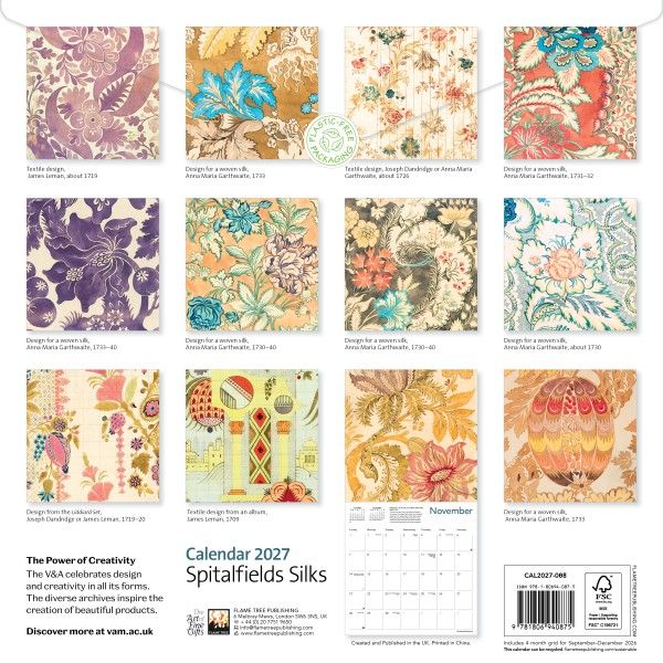 CA 2027 V&amp;A: Spitalfields Silks Wall Calendar 2027 (Art Calendar)