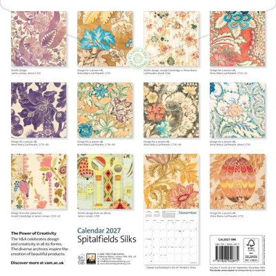 CA 2027 V&A: Spitalfields Silks Wall Calendar 2027 (Art Calendar)