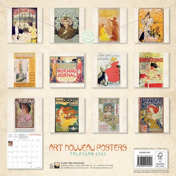 CA 2027 Art Nouveau Posters Wall Calendar 2027 (Art Calendar)