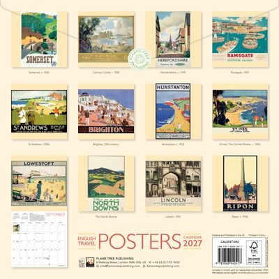 CA 2027 English Travel Posters Wall Calendar 2027 (Art Calendar)