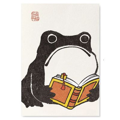 GC Book Reading Ezen Frog Greeting Card