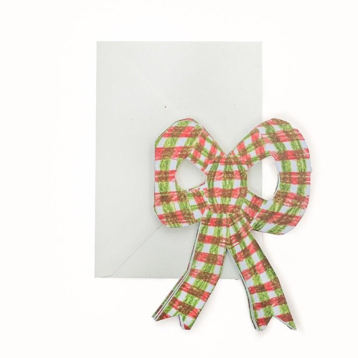 GCX Pink Chequer Bow Concertina Greeting Card