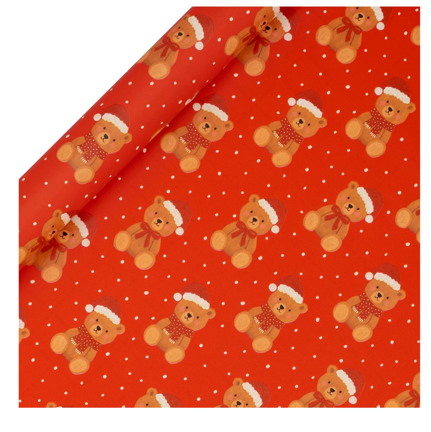 GRoX ROLL WRAP (15) 4M BEARY MERRY CHRISTMAS RED SGL