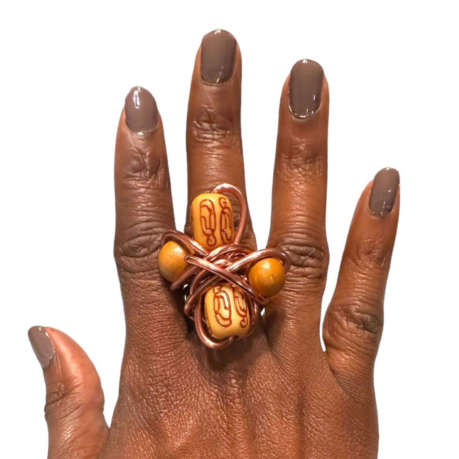 Wood /Copper Cluster RIng