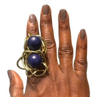 Navy / Gold Cluster Ring