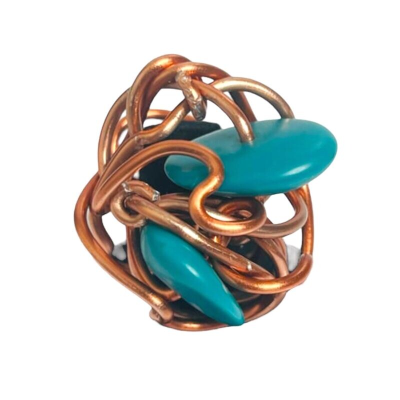Copper /Turq Disc Cluster Ring