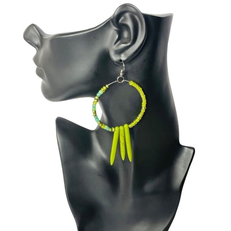 Green Spike Hoop
