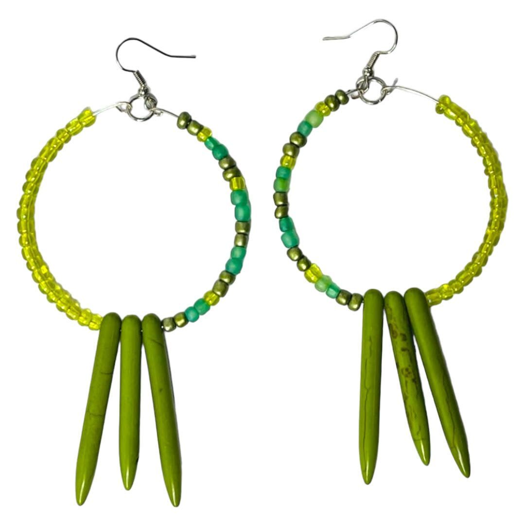 Green Spike Hoop
