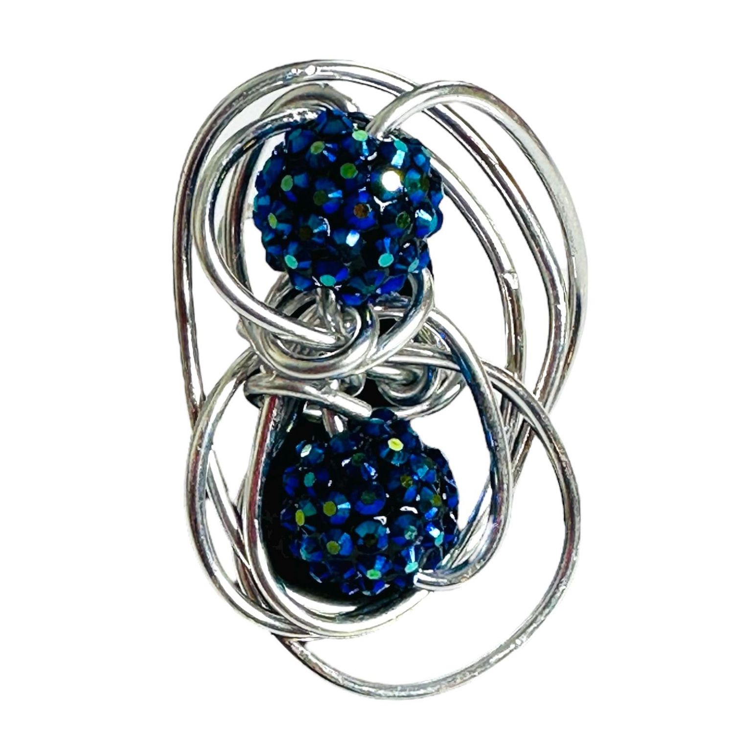 Twisted Silver Iridescent Sparkle Ring