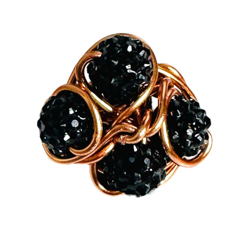 Twisted Copper Black Pave Ring