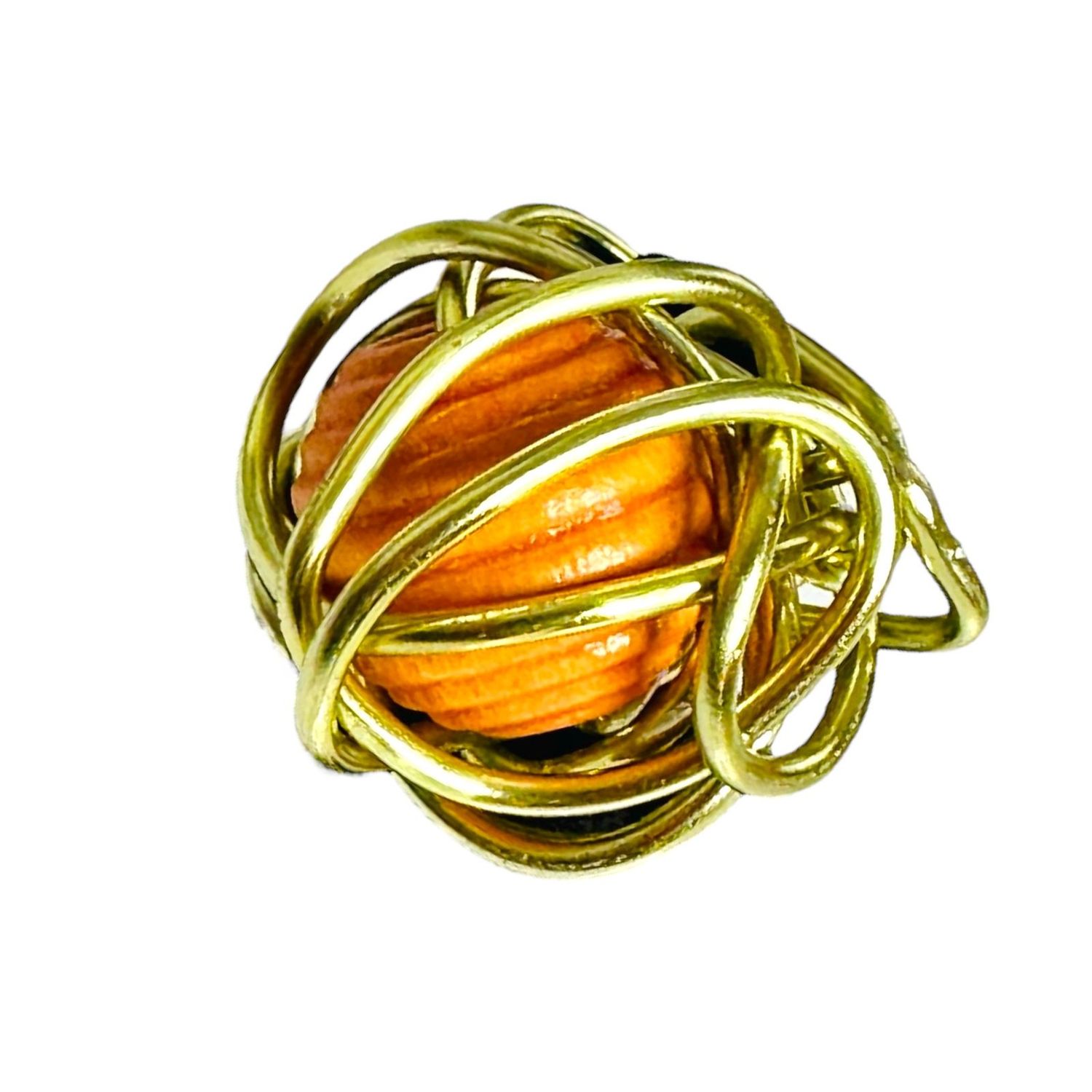 Twisted Gold Natural Wood Ring