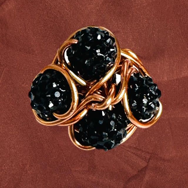 Twisted Copper Black Pave Ring