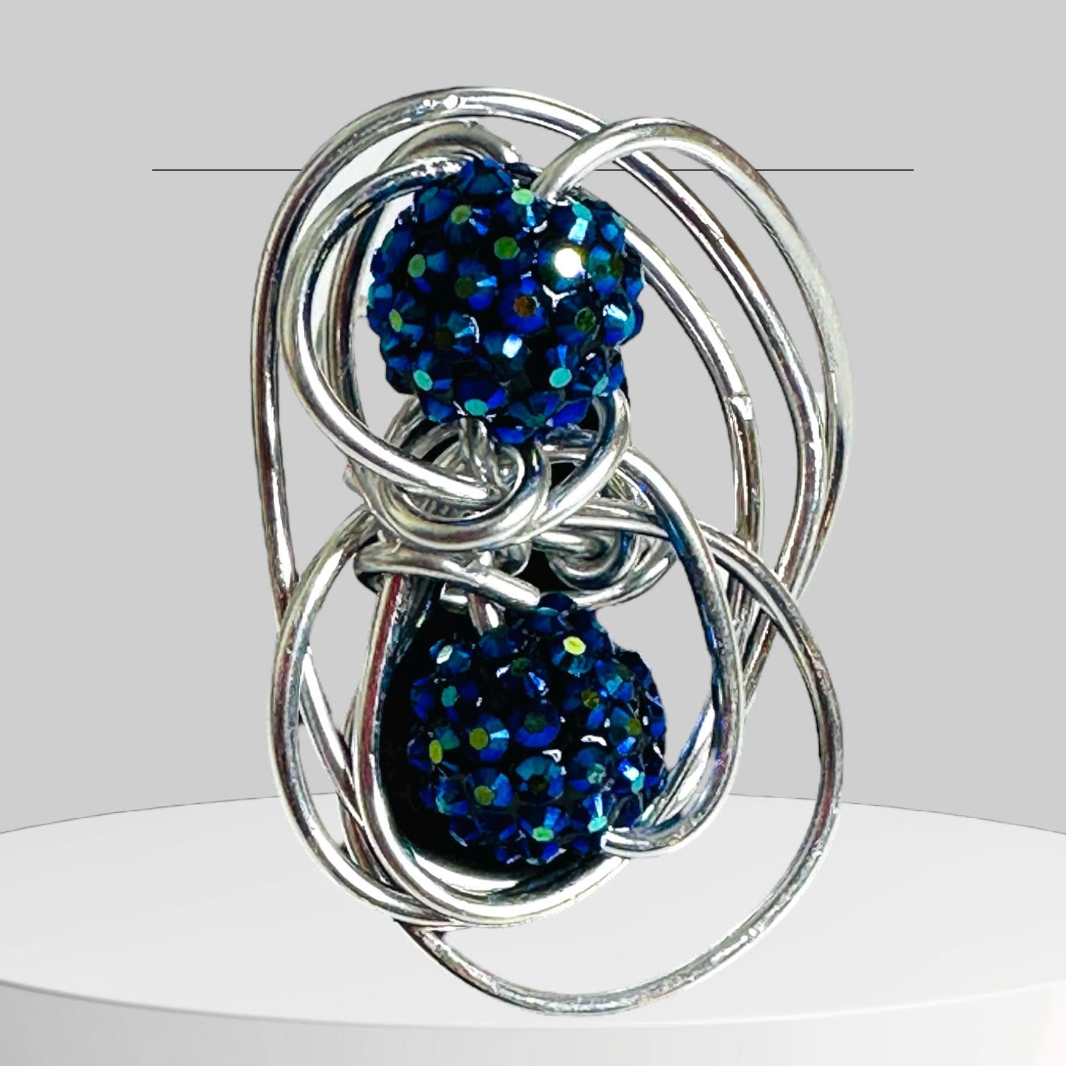 Twisted Silver Iridescent Sparkle Ring