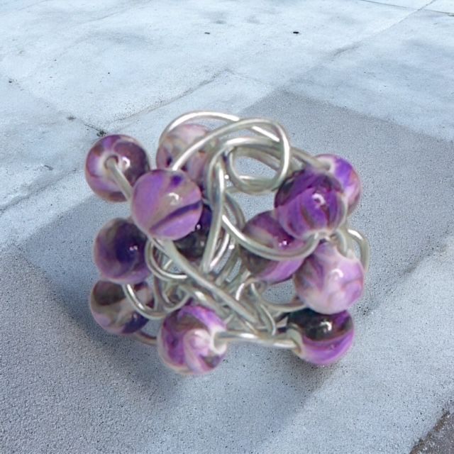 Purple Beaded Cluster Ring
