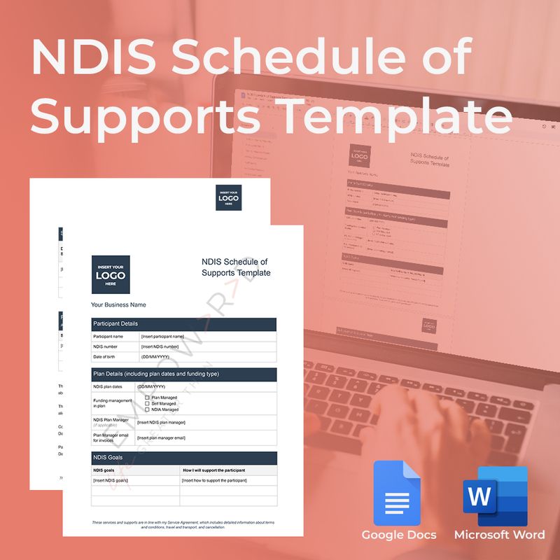 NDIS Schedule of Supports Template – Editable & Compliant