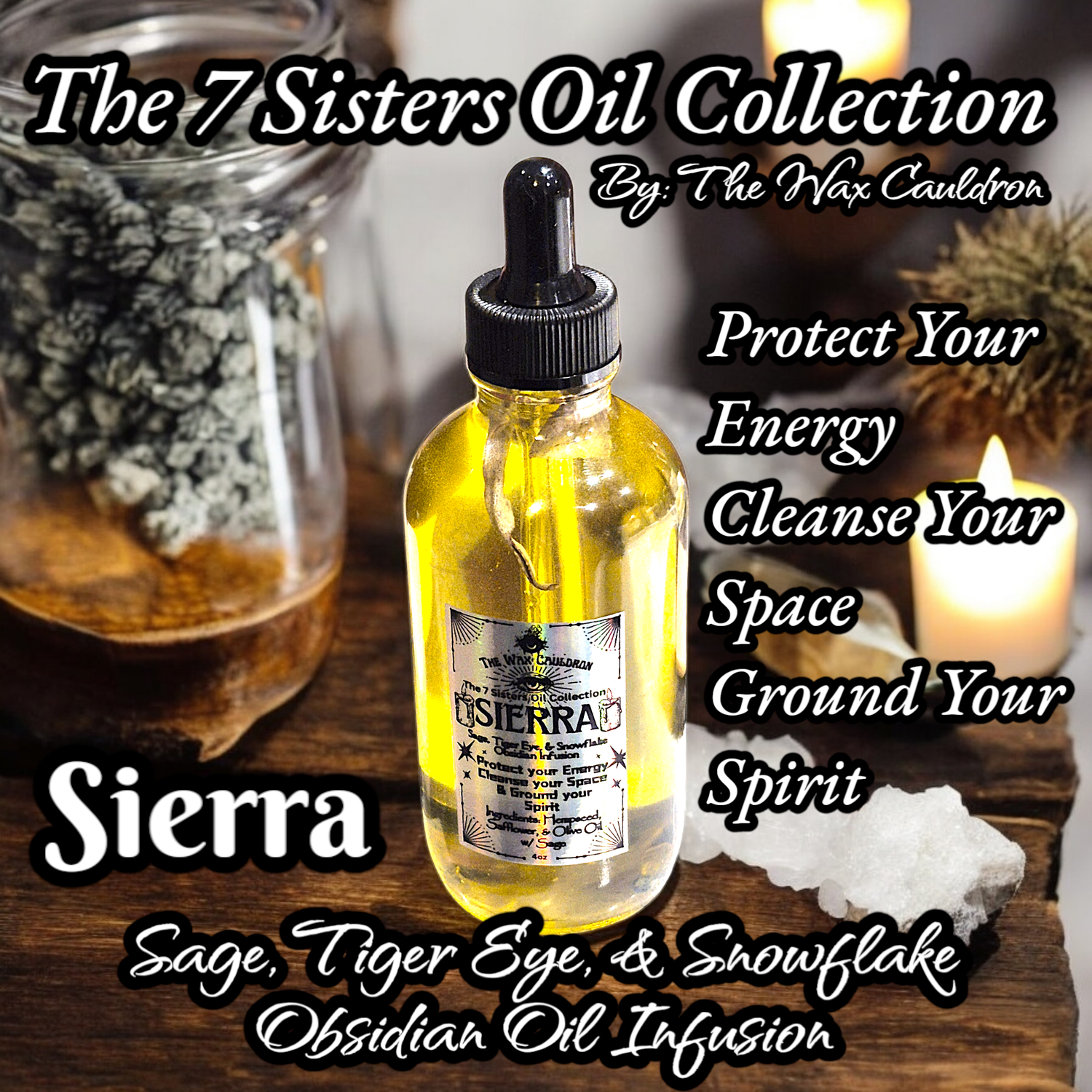 Sierra- Artisan Sage &amp; Crystal Energy Oil Infusion