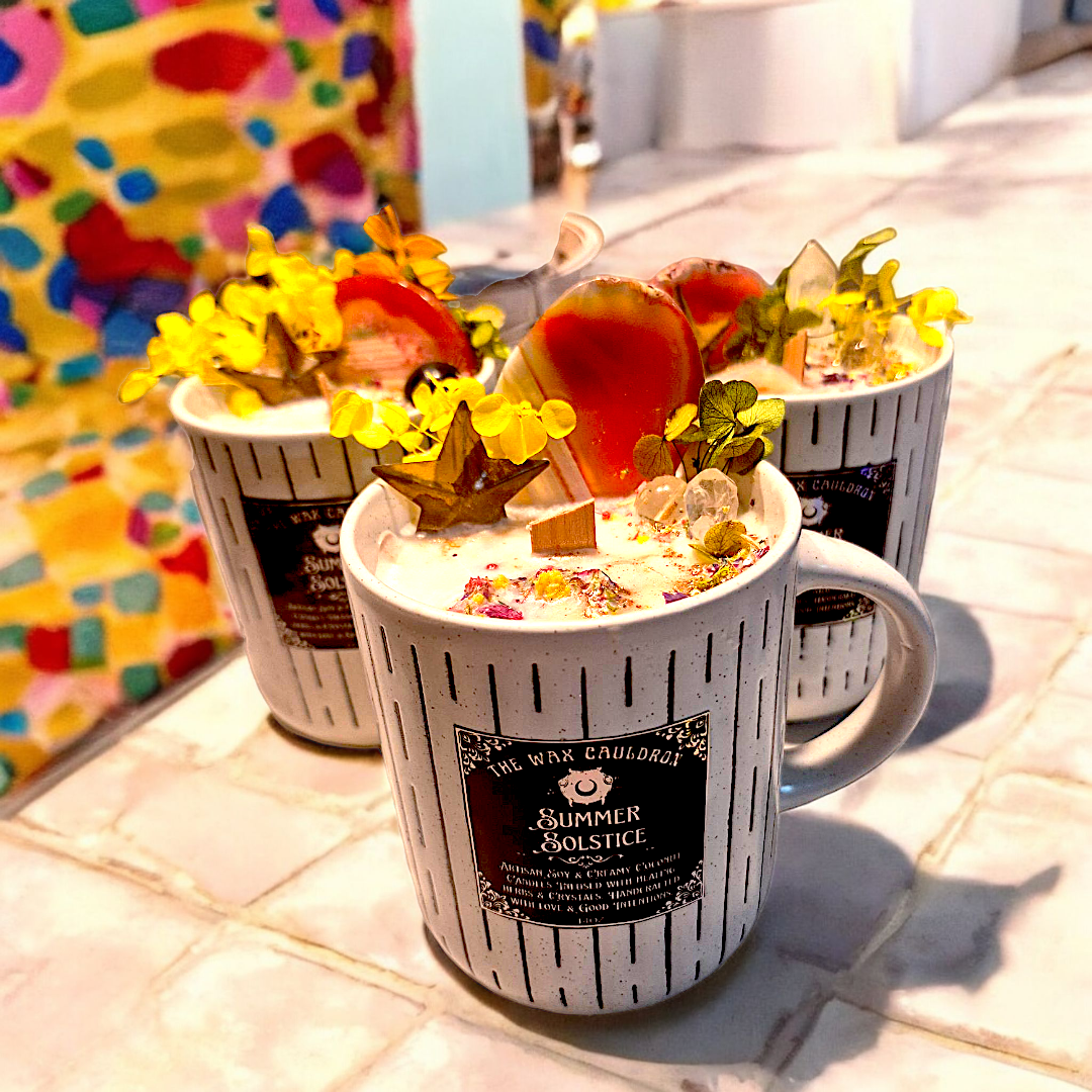 Summer Solstice Boho Artisan Mug Candle