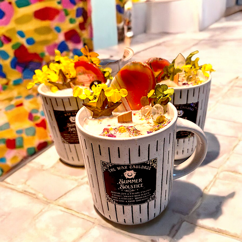 Summer Solstice Boho Artisan Mug Candle
