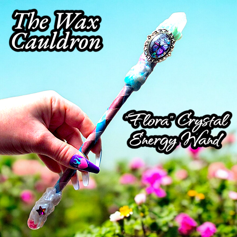 Butterfly Crystal Energy Wand OOAK with stand 