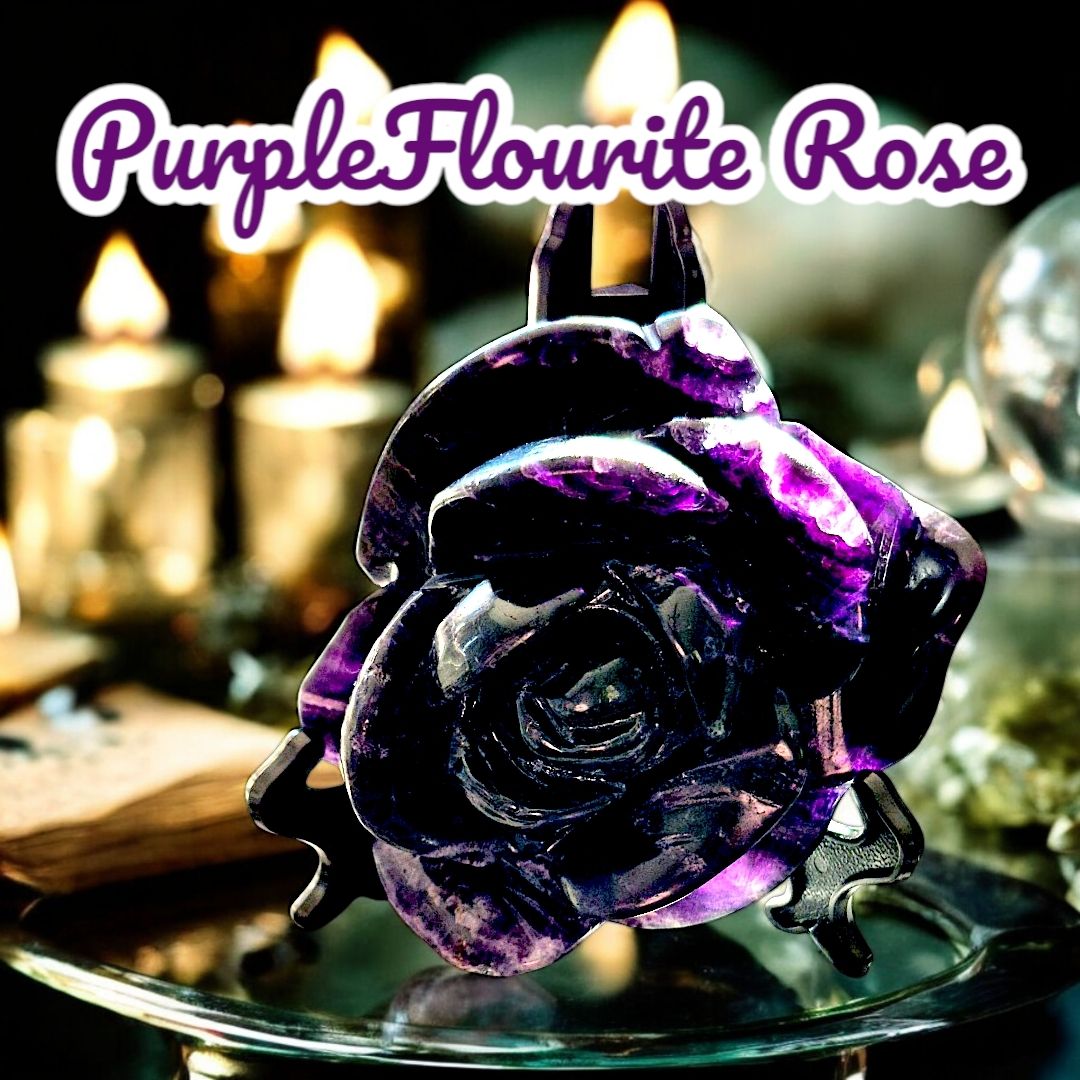 Purple Fluorite Rose Carving- Positive Energy