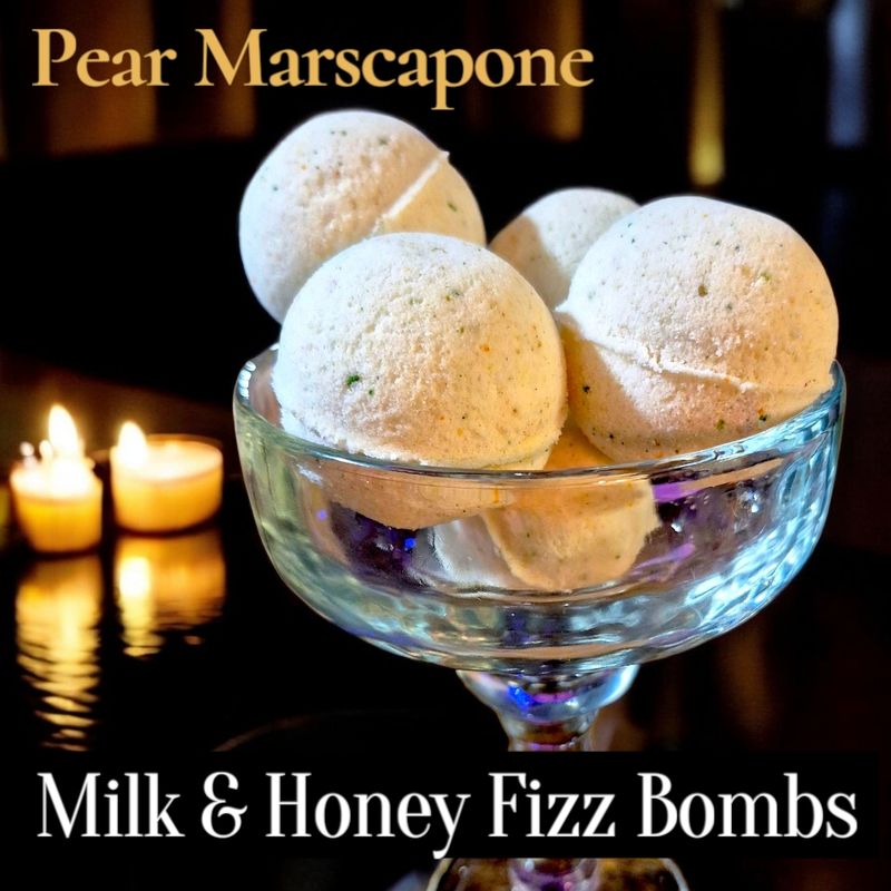 Milk &amp; Honey Fizz Bombs in Pear Marscapone