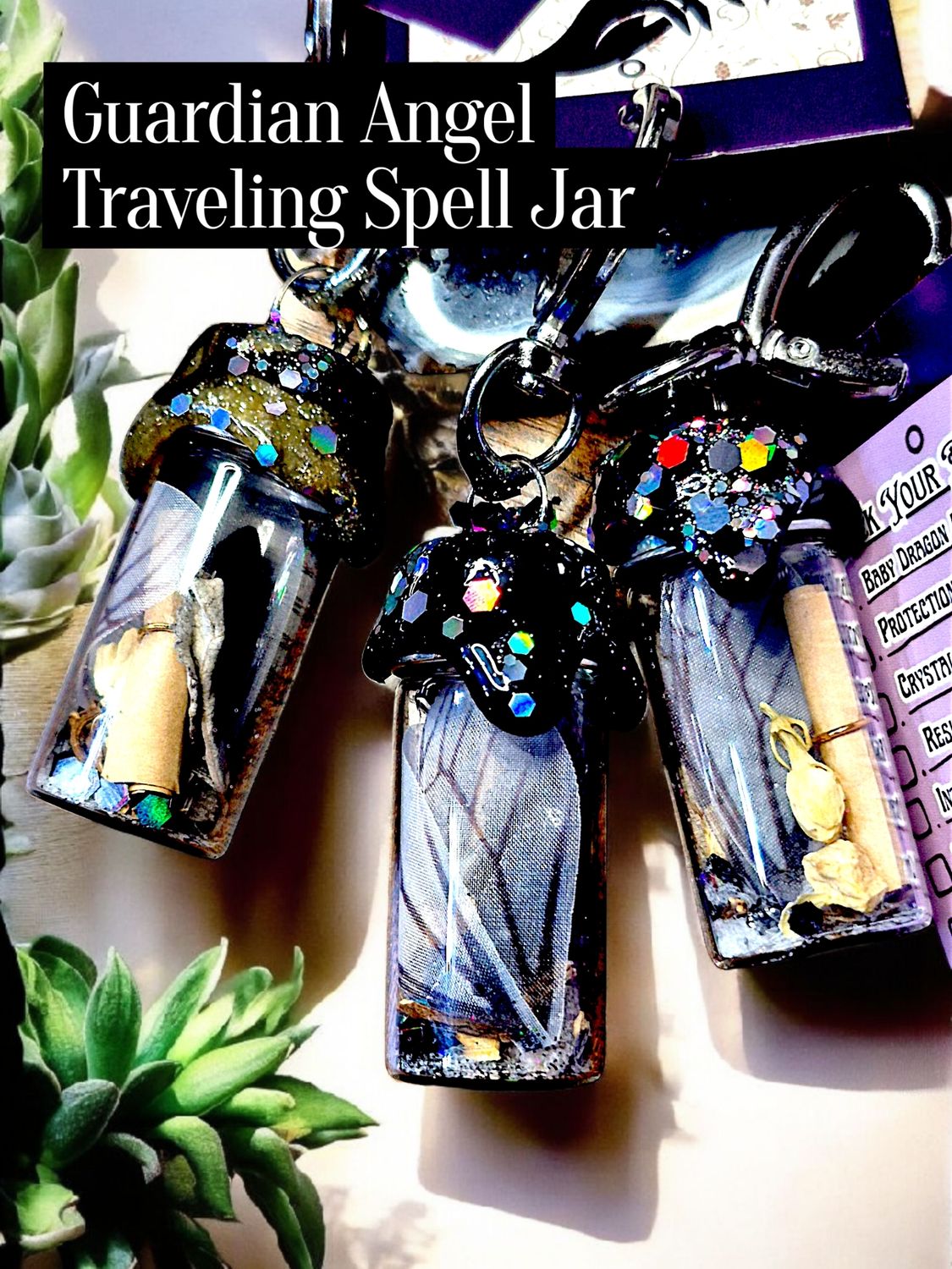 Guardian Angel Traveling Spell Jar Keychain Guardian Angel Traveling Spell Jar Keychain