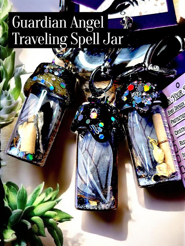 Guardian Angel Traveling Spell Jar Keychain
