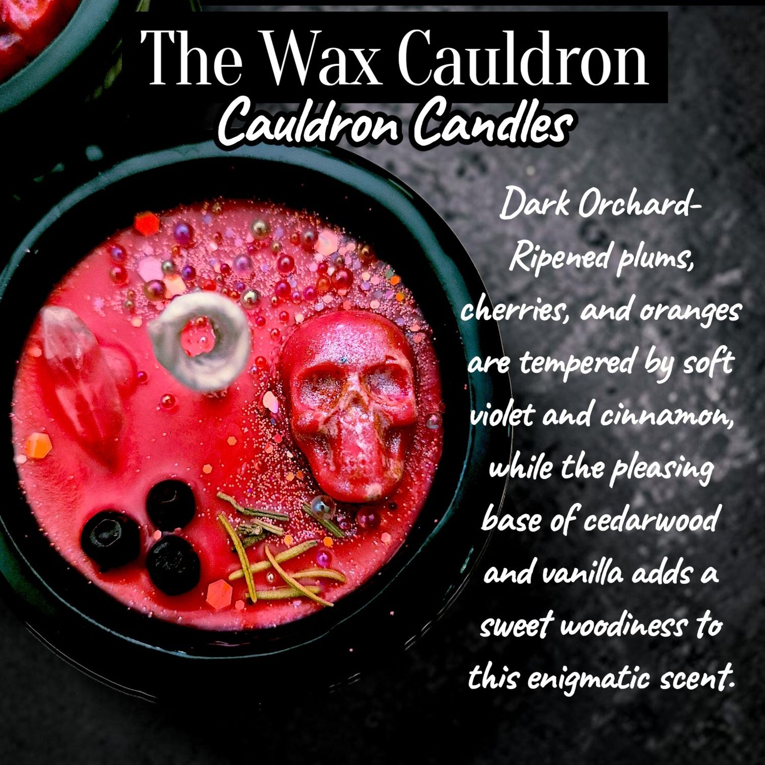  Cauldron Candle 6oz Dark Orchard  Artisan Natural Wax Candle intention candle