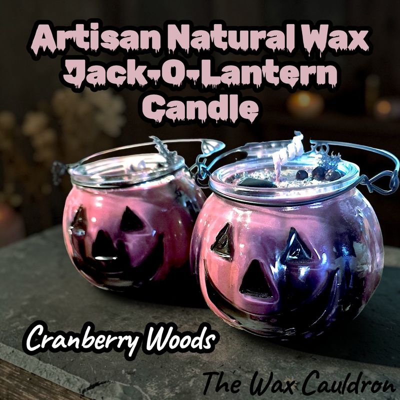 Artisan Natural Wax Jack-O-Lantern Candle in cranberry woods 8oz Artisan Natural Wax Jack-O-Lantern Candle in cranberry woods 8oz