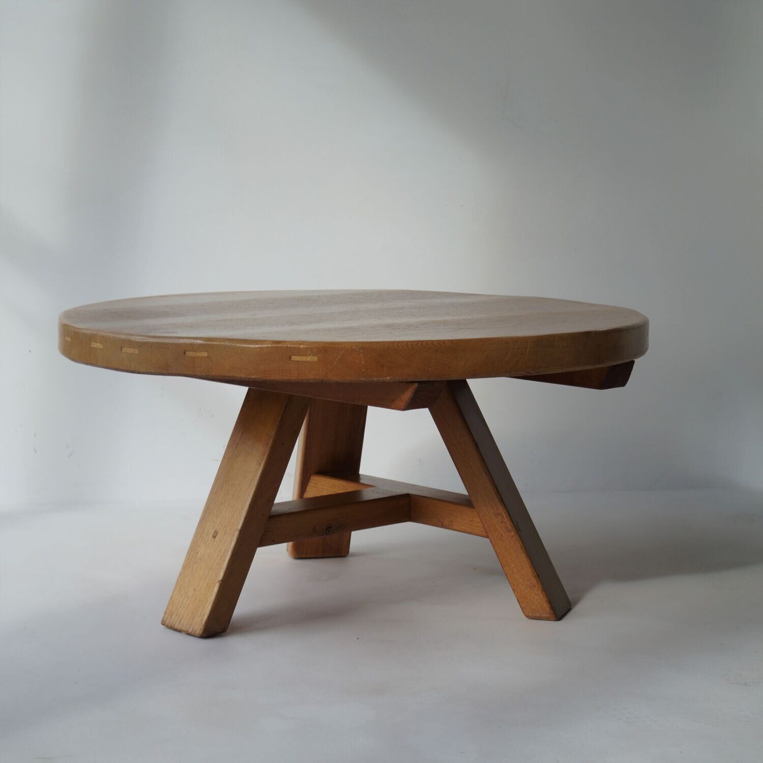 Brutalist Blonde Oak Coffee Table, 1960s