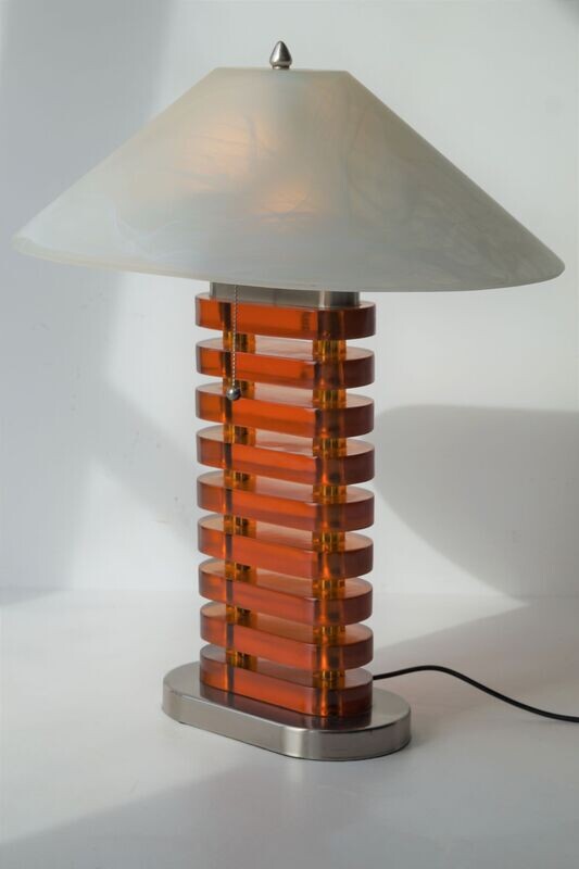 Large Italian lucite stacked lamp by Lumi, 1990s