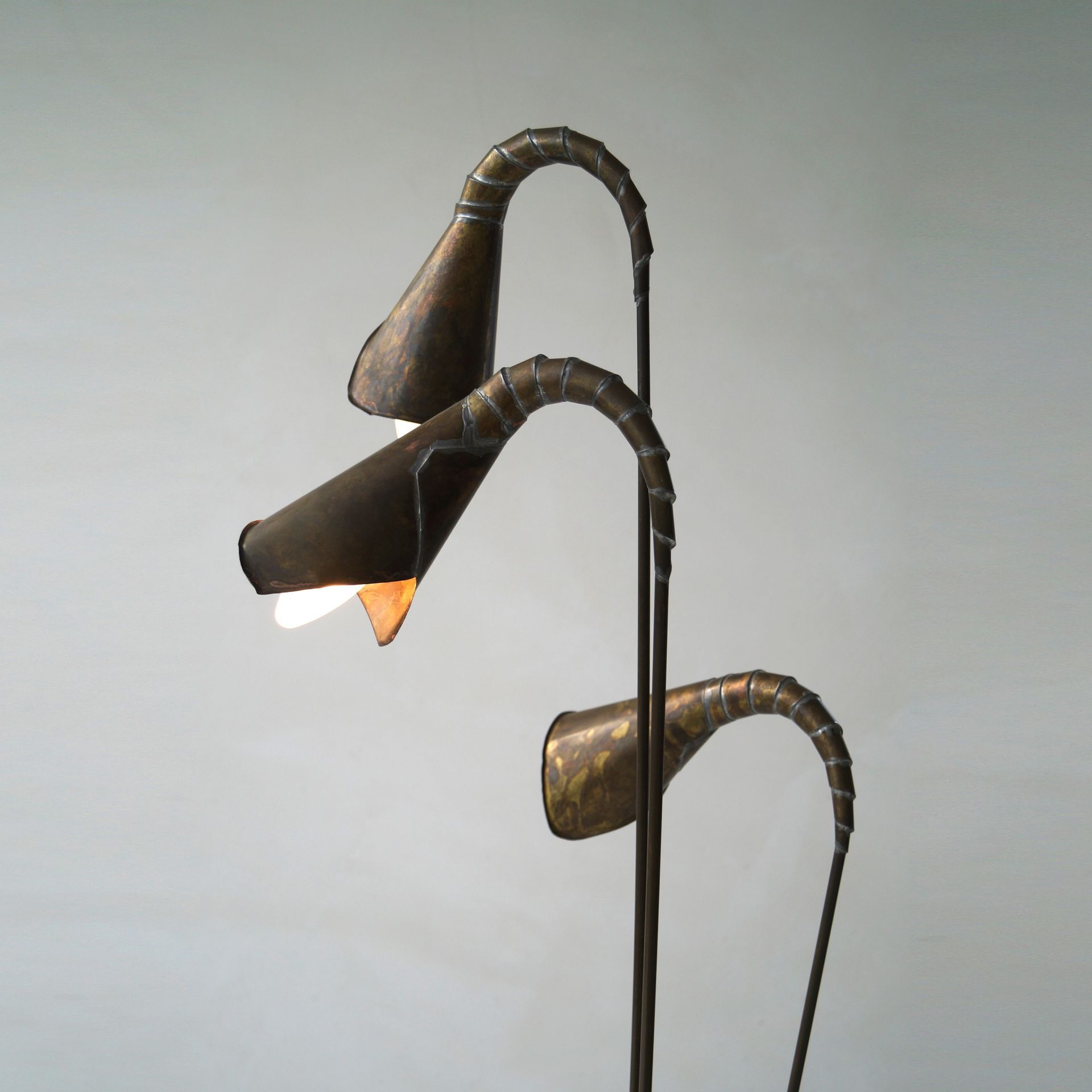 Vintage copper floorlamp in style of  Daniel D'haeseleer, 1980s