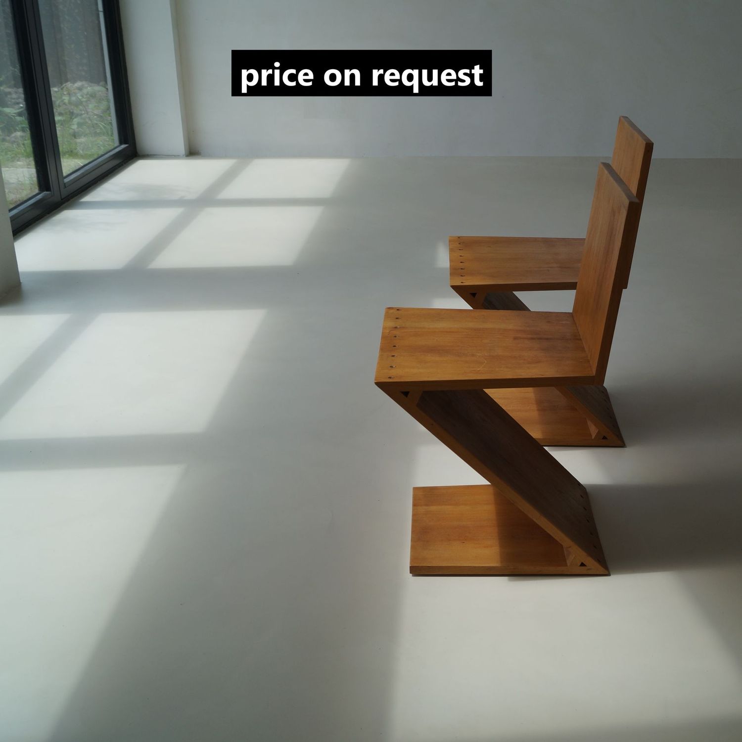 Set of provenanced Zig Zag chairs, designed by Gerrit Rietveld, manufactured by G.A. van de Groenekan, 1971