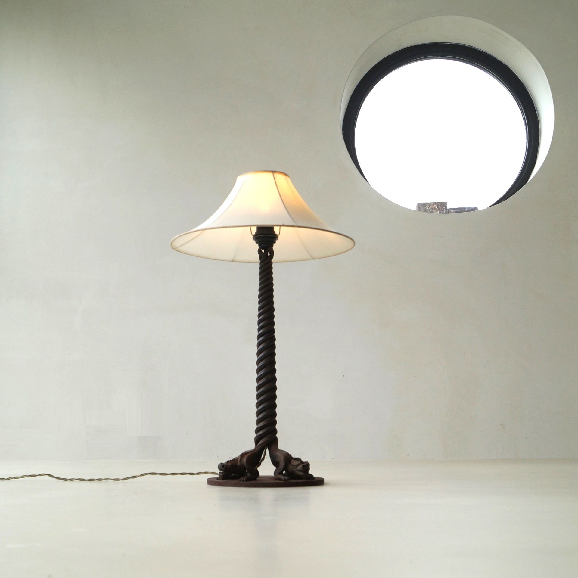 Dutch Amsterdam School large ''Naga'' dragon snake lamp, 1920s