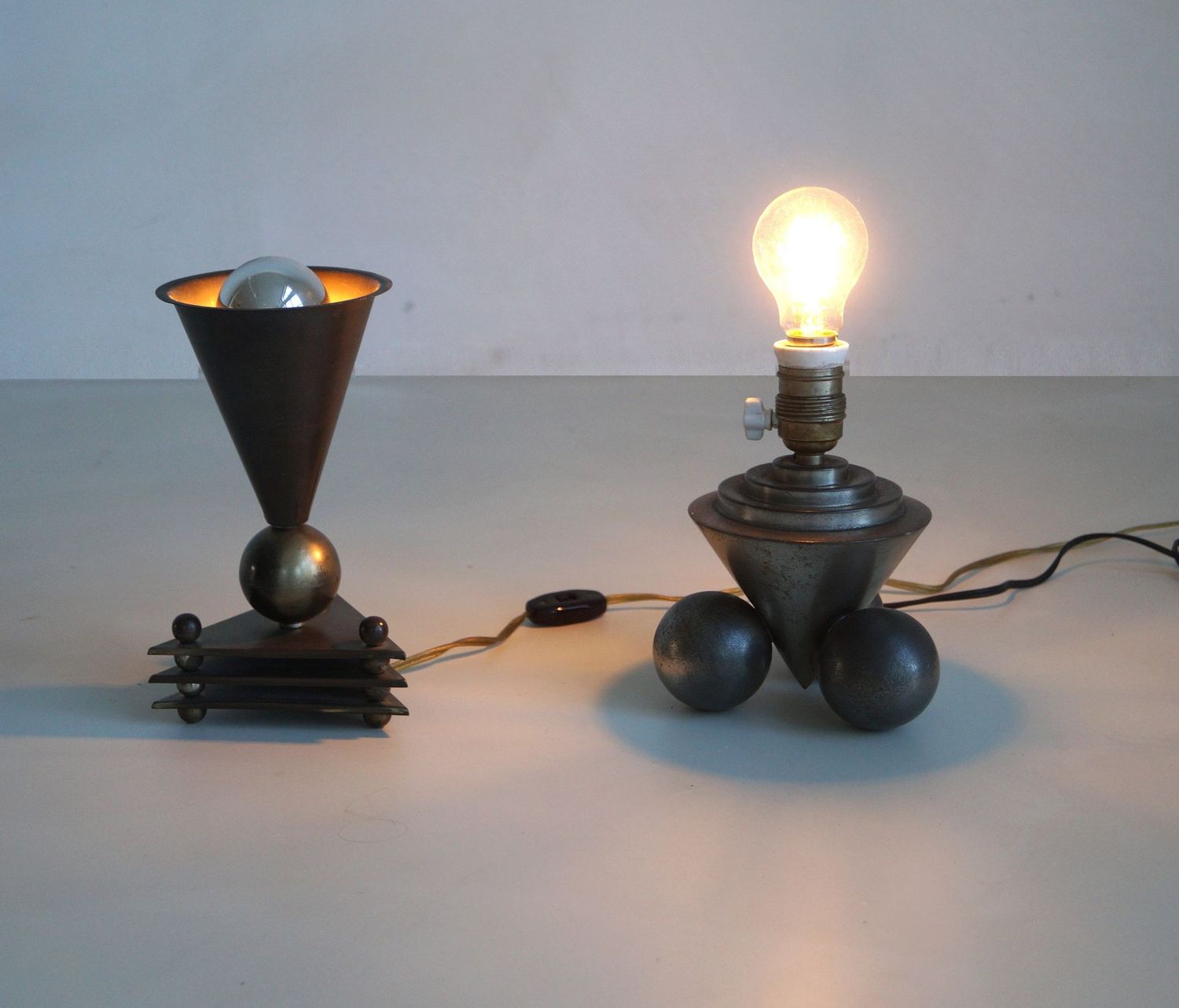 A set of Dutch Art Deco modernist table lamps by Vastenholt, 1930s