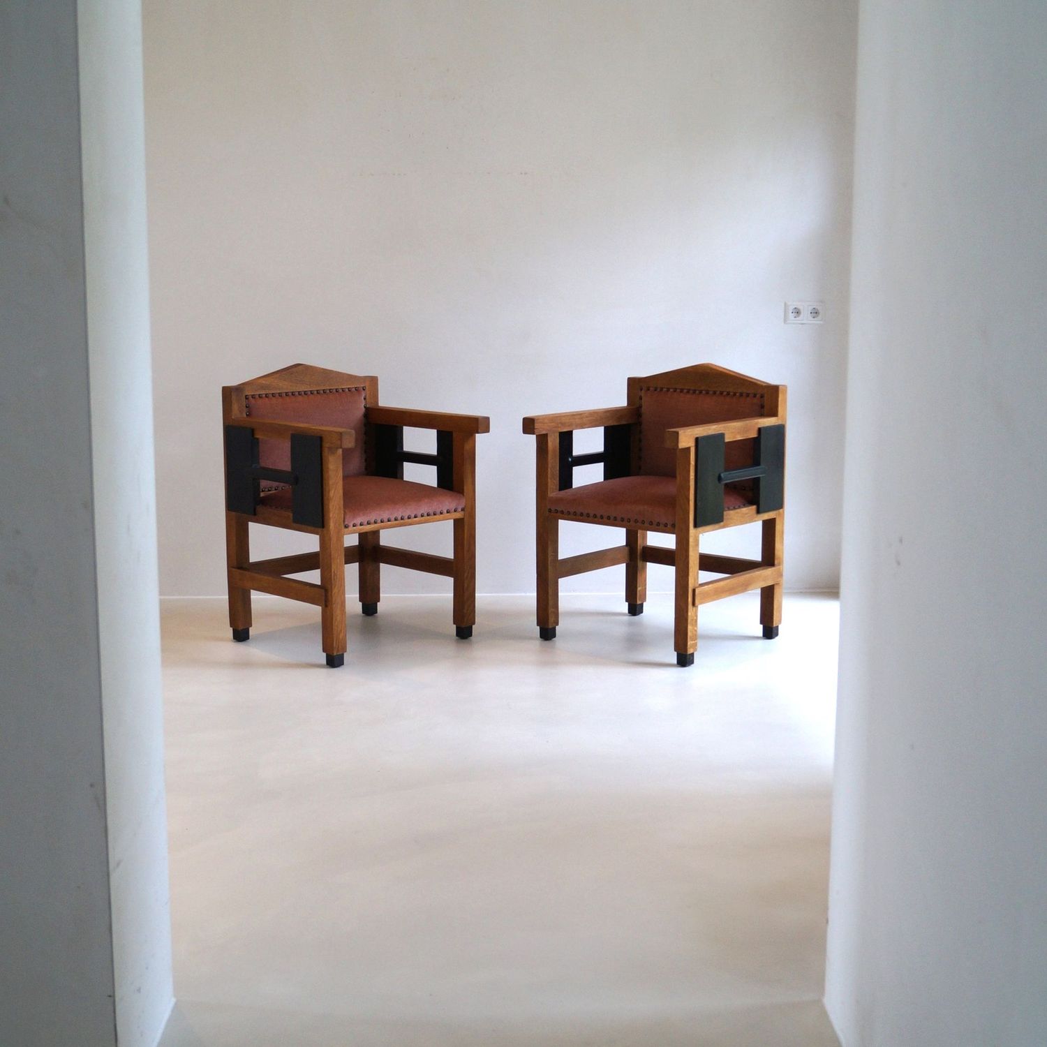 Dutch Art Deco set of armchairs by J.L. Grubben, 1920s