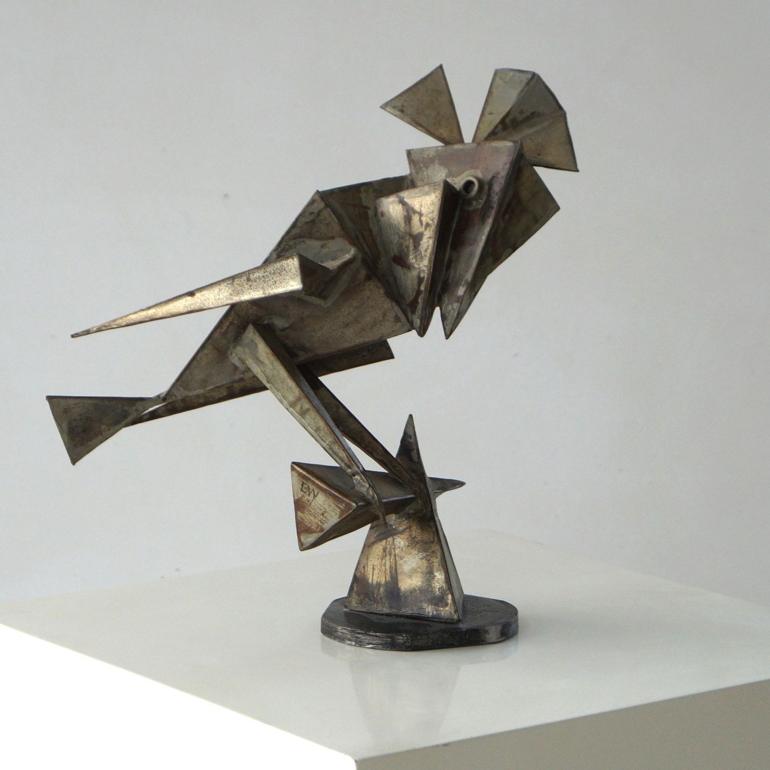 Cubist/modernist metal sculpture of a bird,  1960, Netherlands
