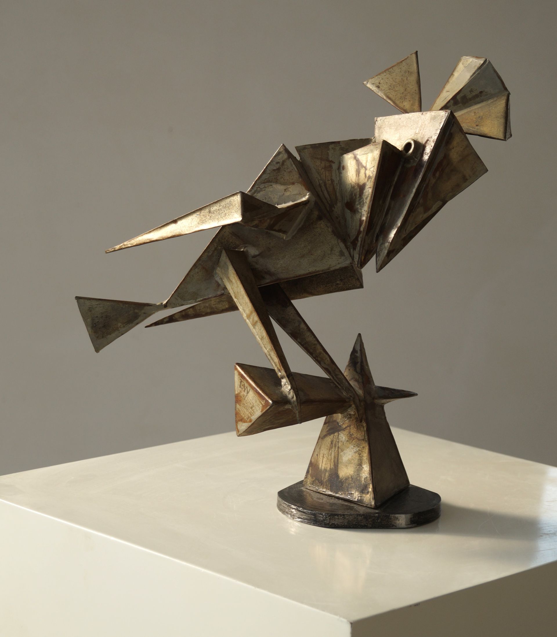 Cubist/modernist metal sculpture of a bird,  1960, Netherlands