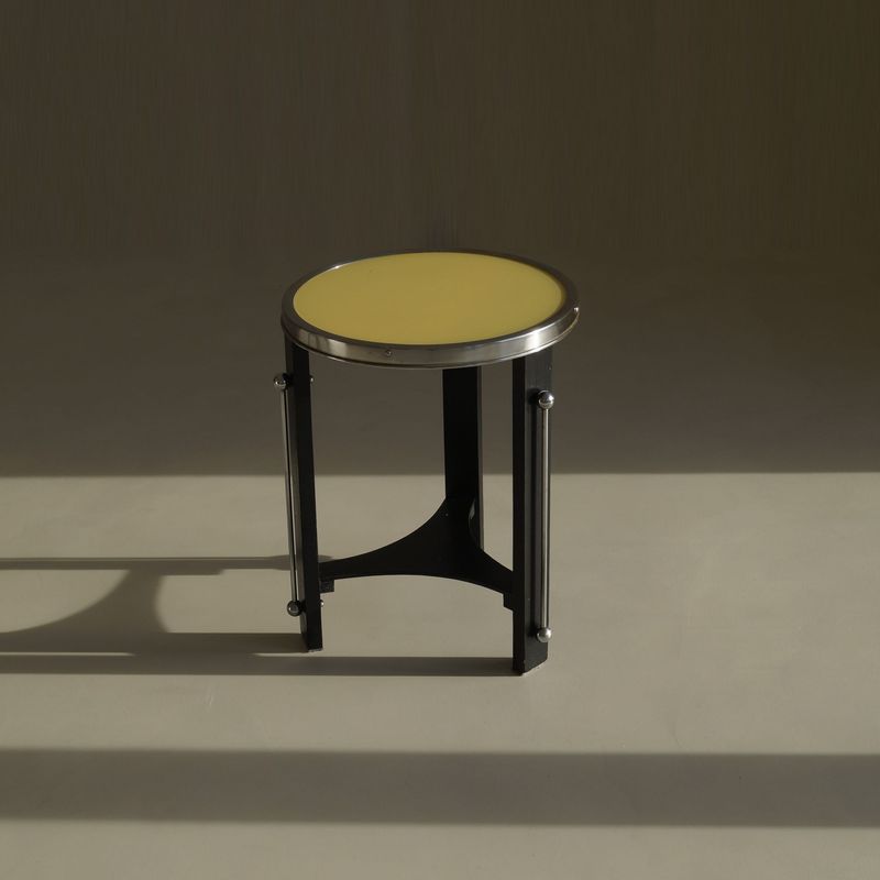Dutch Bauhaus side table with yellow top, 1930s