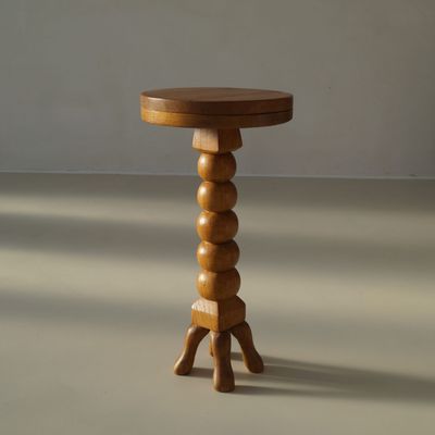 French artisan wooden pedestal or plant table, 1950s