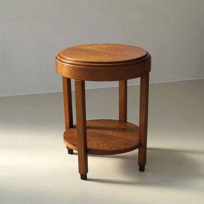 Dutch Art Deco Amsterdam School round side table, 1920s Dutch Art Deco Amsterdam School round side table, 1920s